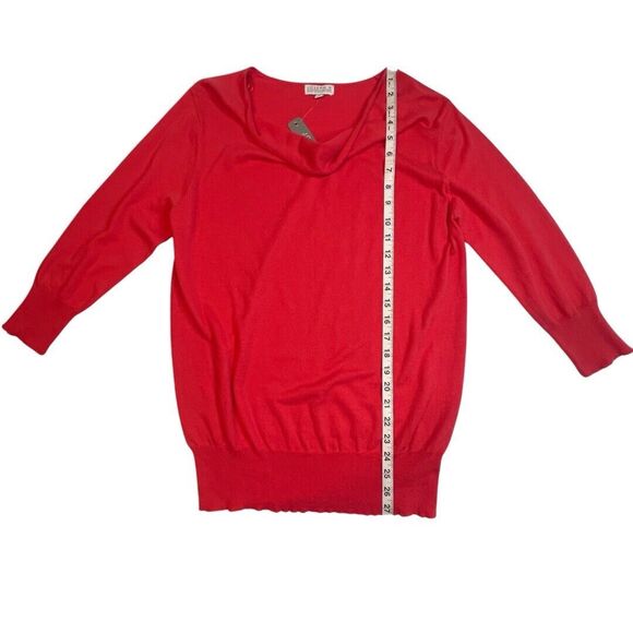 Joseph A Blouse Womens Large Coral Pink Preppy Colorful Top Scoop Neck Sweater - Picture 3 of 8